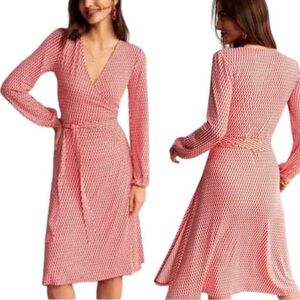 Boden Joanna Red and White Jersey True Wrap Dress size 8 M EUC Valentines